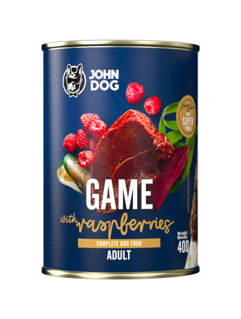 JOHN DOG Karma Mokra Berry Line Dziczyzna z Malinami 400g