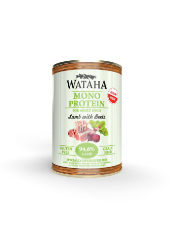WATAHA Mono Protein Adult Dog 94,4% Jagnięcina z Burakami 400G