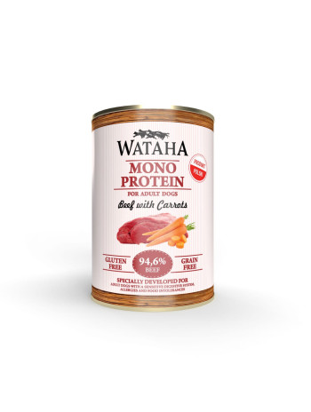 WATAHA Mono Protein Adult Dog 94,4% Wołowina z Marchewką 400G
