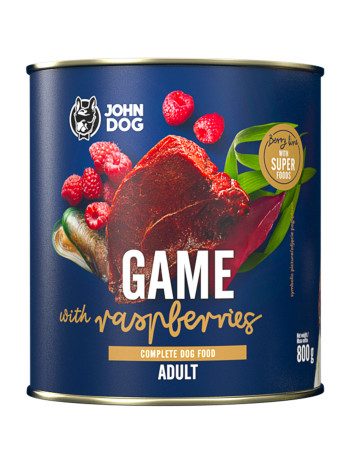 JOHN DOG Karma Mokra Berry Line Dziczyzna z Malinami 800g