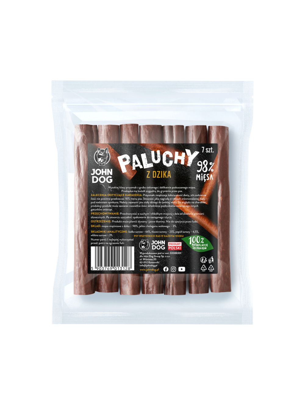 JOHN DOG Przysmak Dla Psa Dzika z Kozy 7 szt.